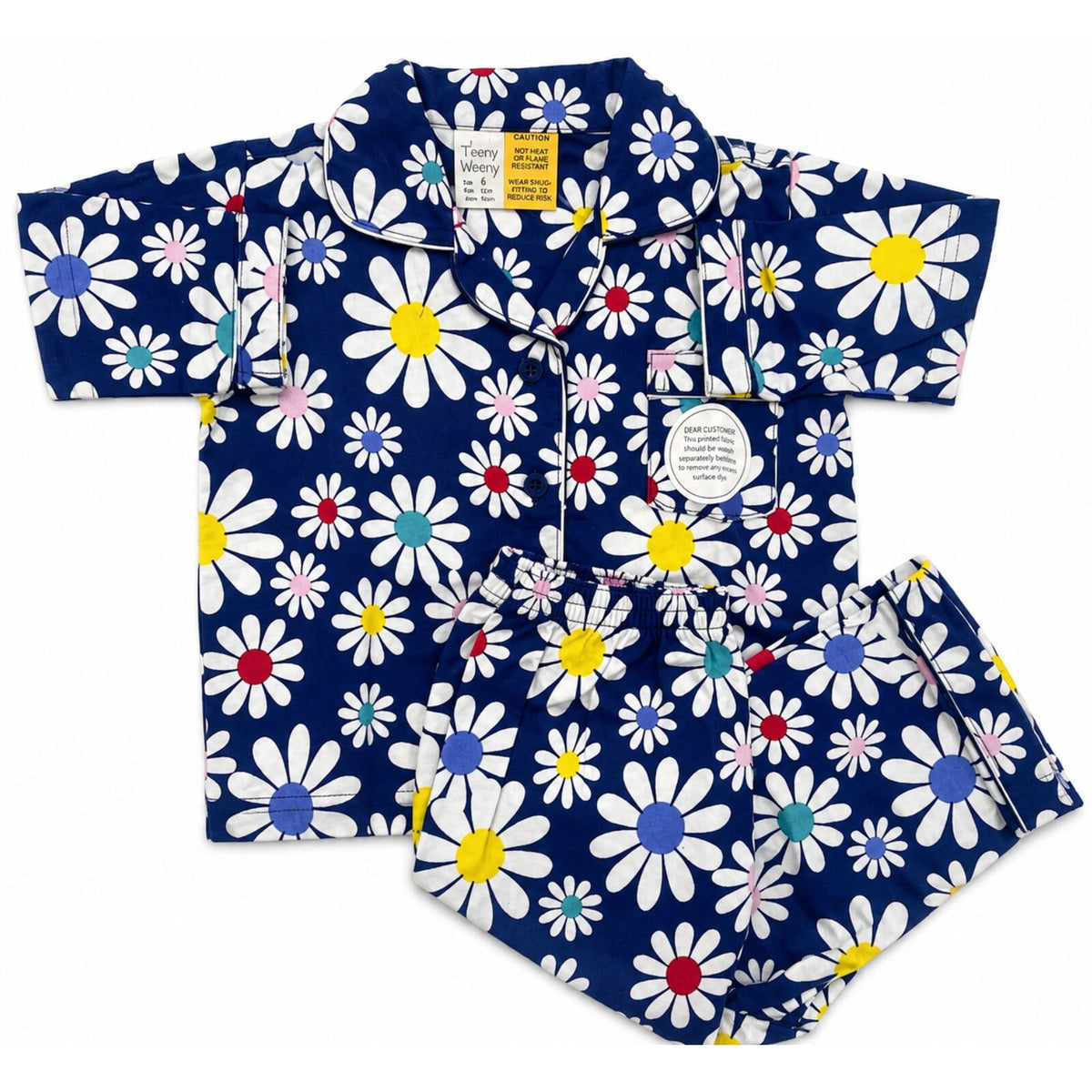 Kids Flannelette Pyjamas 100% Cotton Winter PJ Set - Daisy Brights