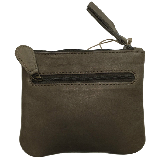Womens Leather Clutch Wallet Purse Card Holder Satchel Zipper Handbag - Grey