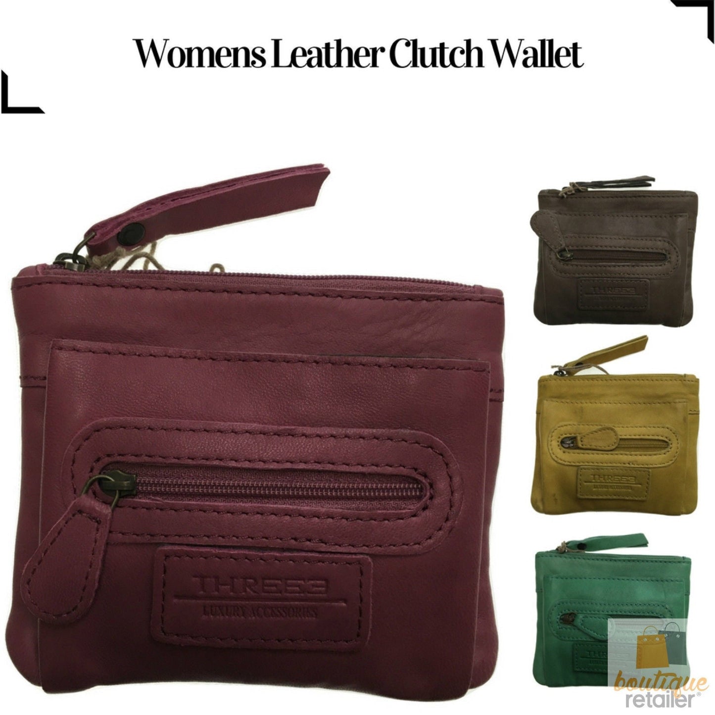 Womens Leather Clutch Wallet Purse Card Holder Satchel Zipper Handbag ITS05-1