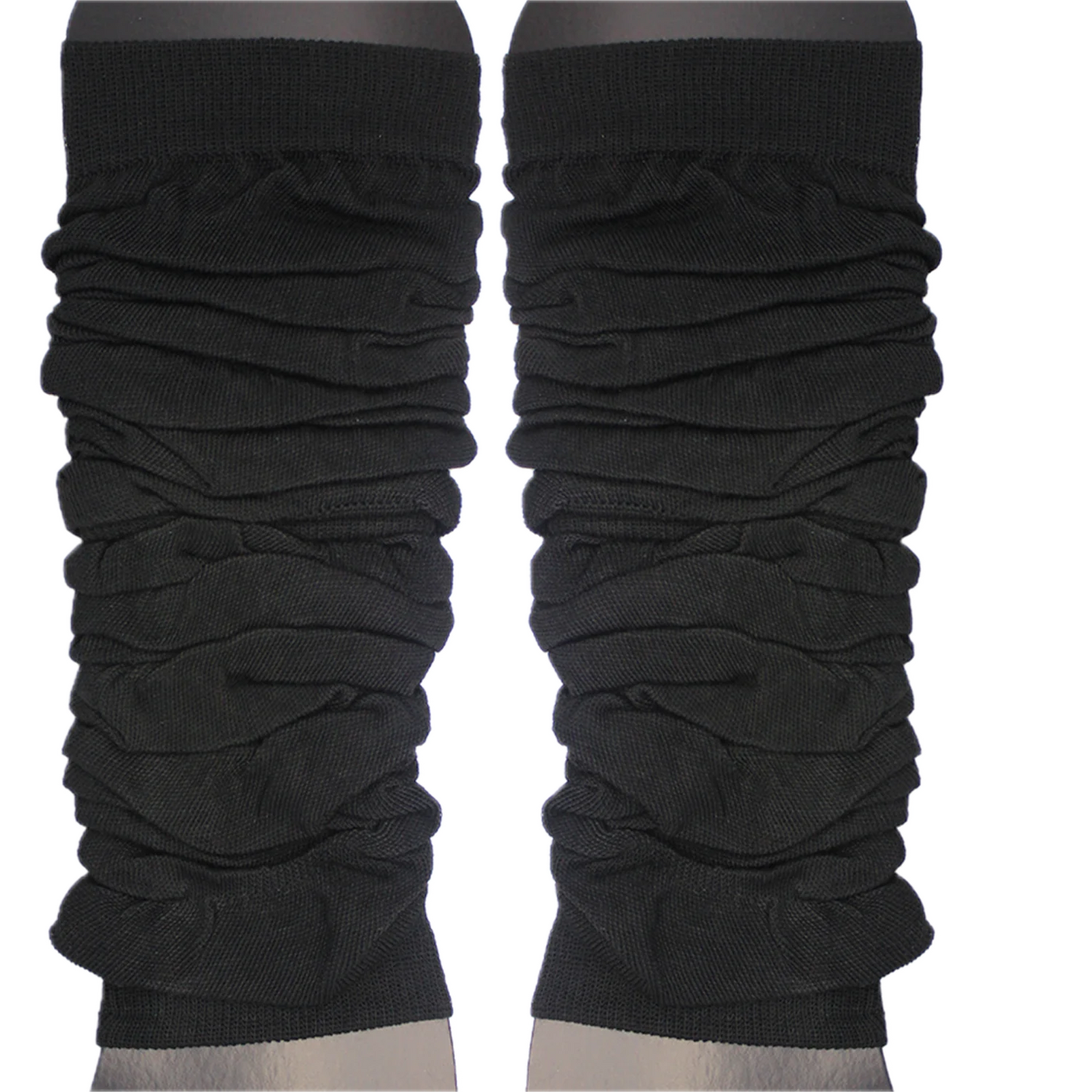 LEG WARMERS Knitted Womens Neon Party Knit Ankle Fluro Dance Costume 80s Pair - Black-2