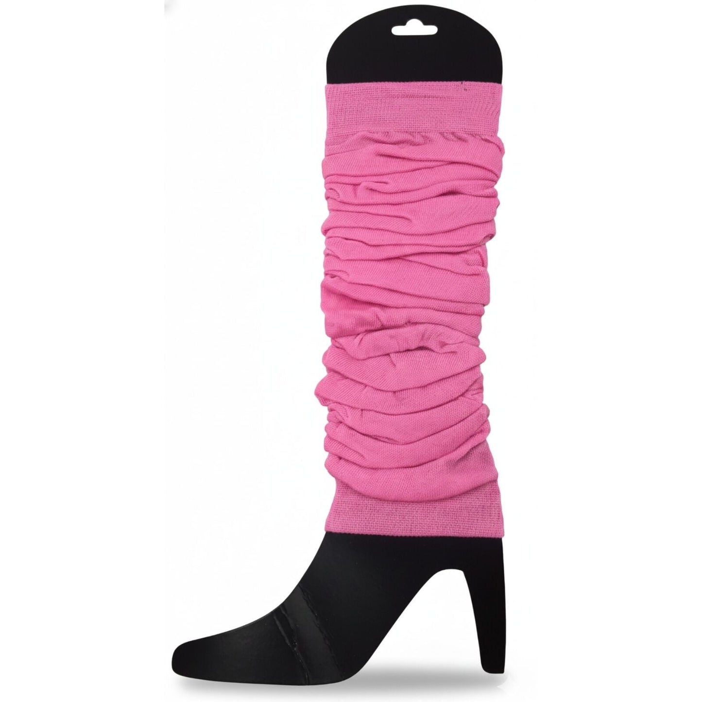 LEG WARMERS Knitted Womens Neon Party Knit Ankle Fluro Dance Costume 80s Pair - Light Pink