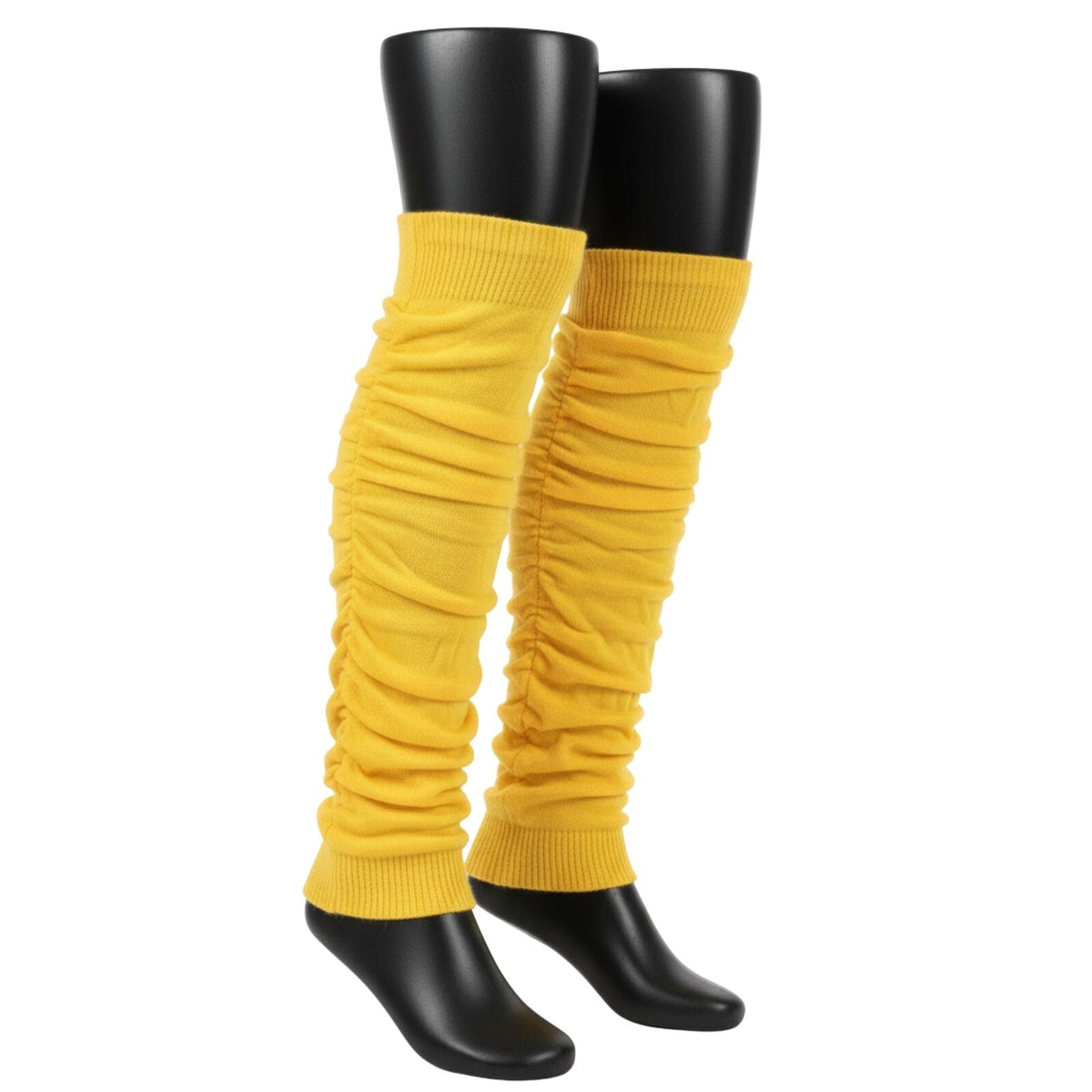 LEG WARMERS Knitted Womens Neon Party Knit Ankle Fluro Dance Costume 80s Pair - Yellow