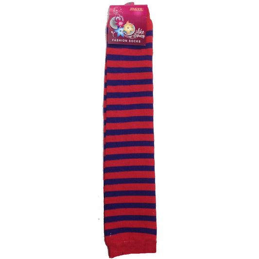 Long LEG WARMERS Party Costume Fine Knitted Stretch Ladies Girls Fancy Dress - Red/Navy-0