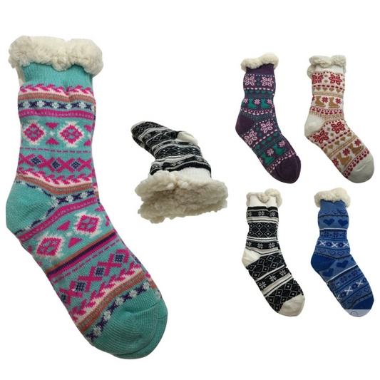 1 Pair Ladies Thick Fur Bed Socks Womens Soft Work Fluffy Slipper Non Slip-0