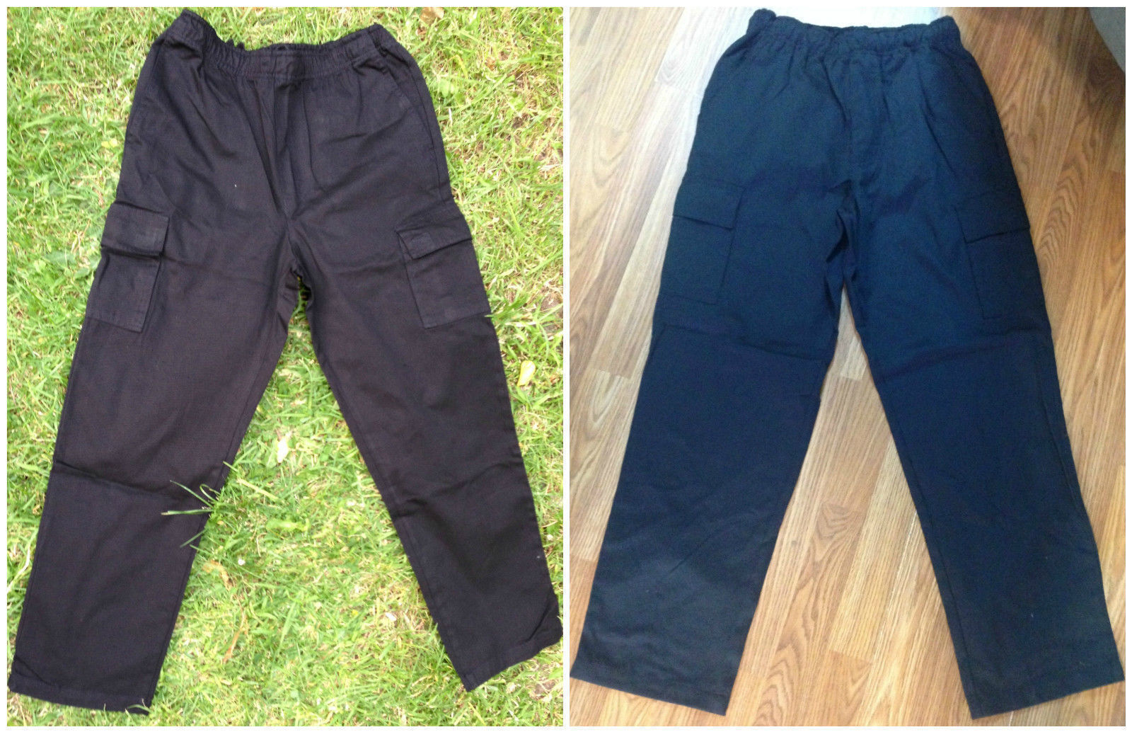 Mens CARGO PANTS Trousers Elastic Waist 100% COTTON Army Military PLAIN Casual-2