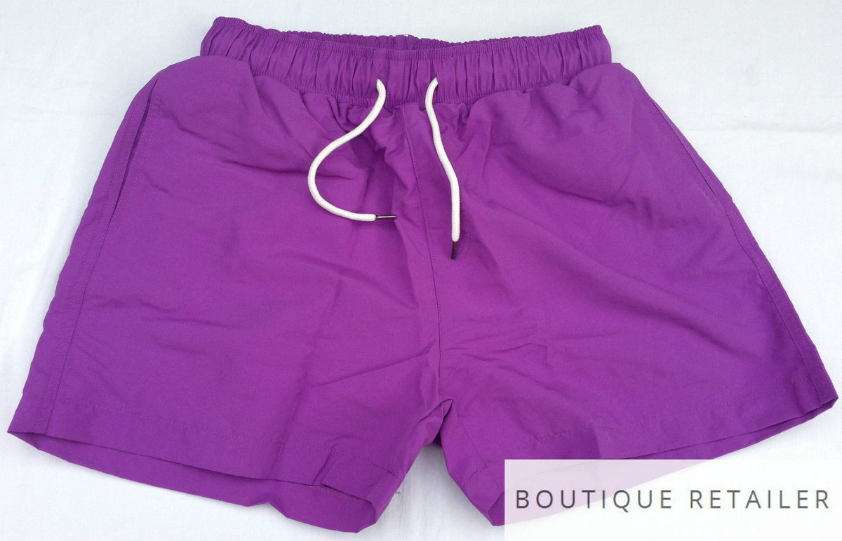 Mens Board Shorts Surf Beach Swim Quick Dry Boardies PLAIN Red Blue Purple - Purple