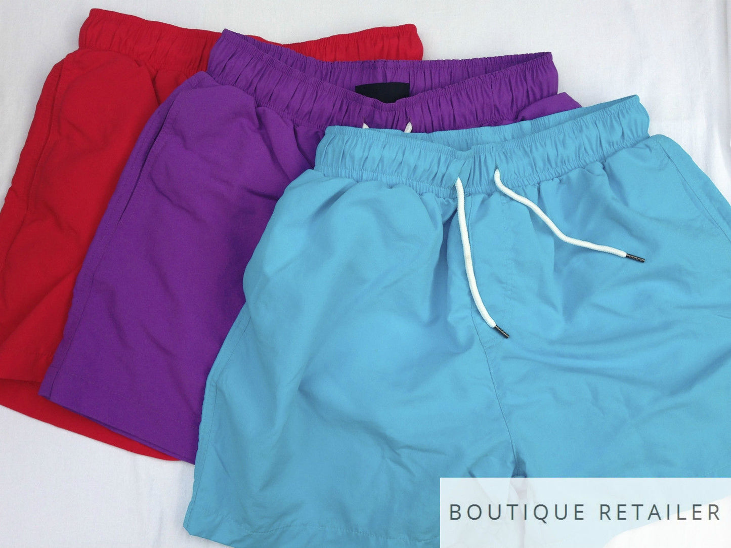 Mens Board Shorts Surf Beach Swim Quick Dry Boardies PLAIN Red Blue Purple S-XL-1
