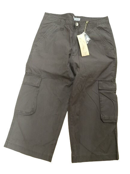 Mens 3/4 CARGO SHORTS Long Pants 100% COTTON Army Military Combat Summer - Brown