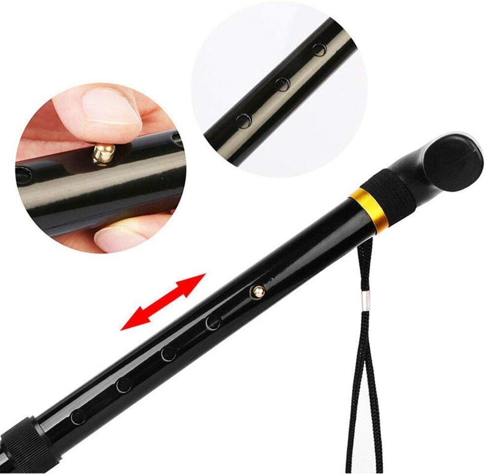Adjustable Metal WALKING STICK Travel Cane Folding Pole Compact Retractable Hike - Black-4