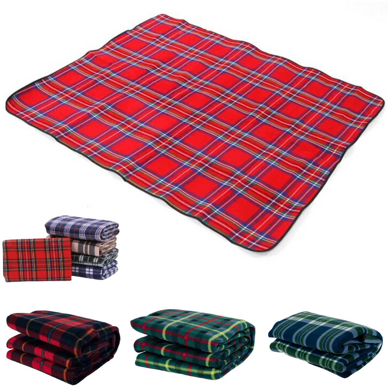 Picnic Rug Mat Blanket Outdoor Camping Waterproof Throw Travel Fleece Plaid - Assorted-0