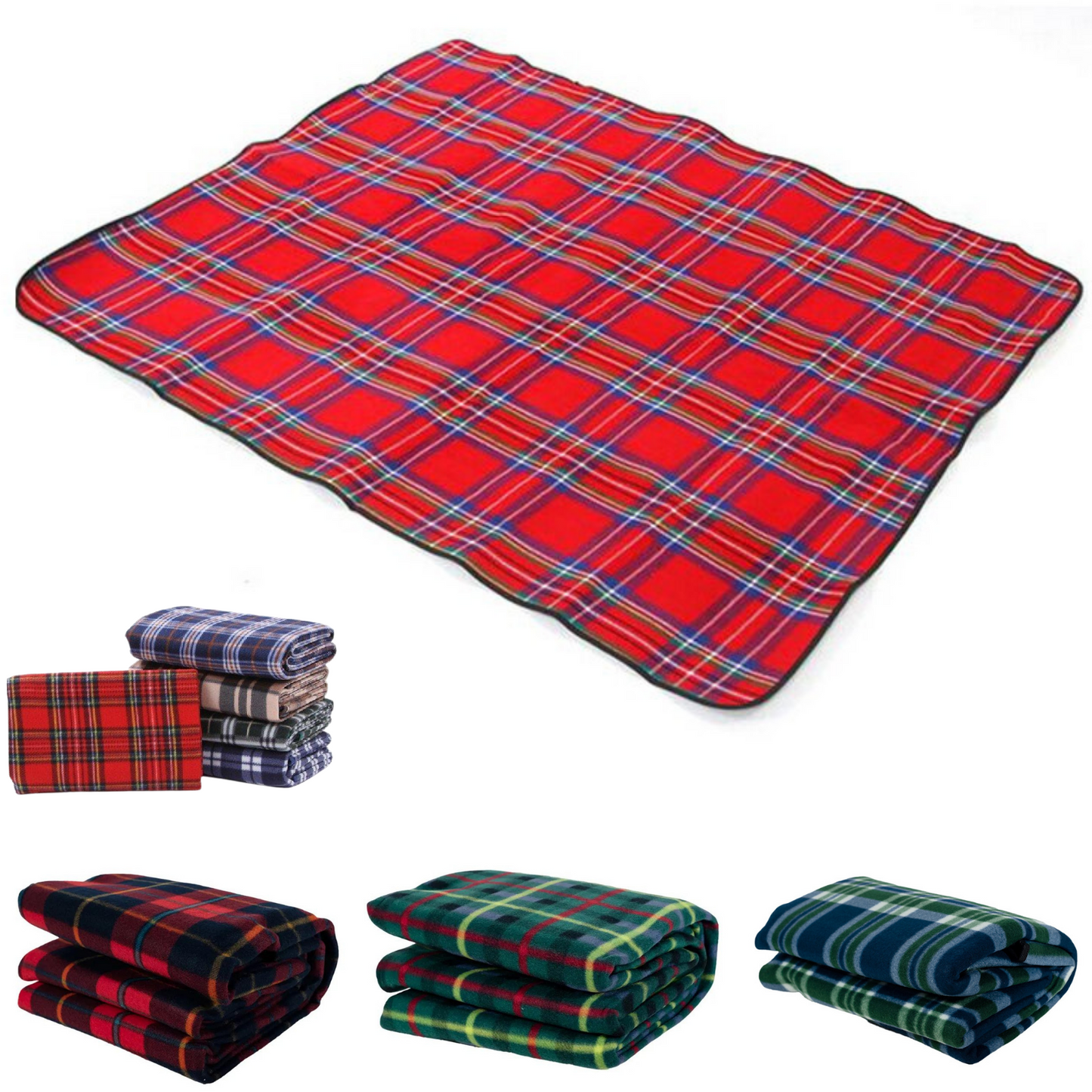 Picnic Rug Mat Blanket Outdoor Camping Waterproof Throw Travel Fleece Plaid - Assorted-1