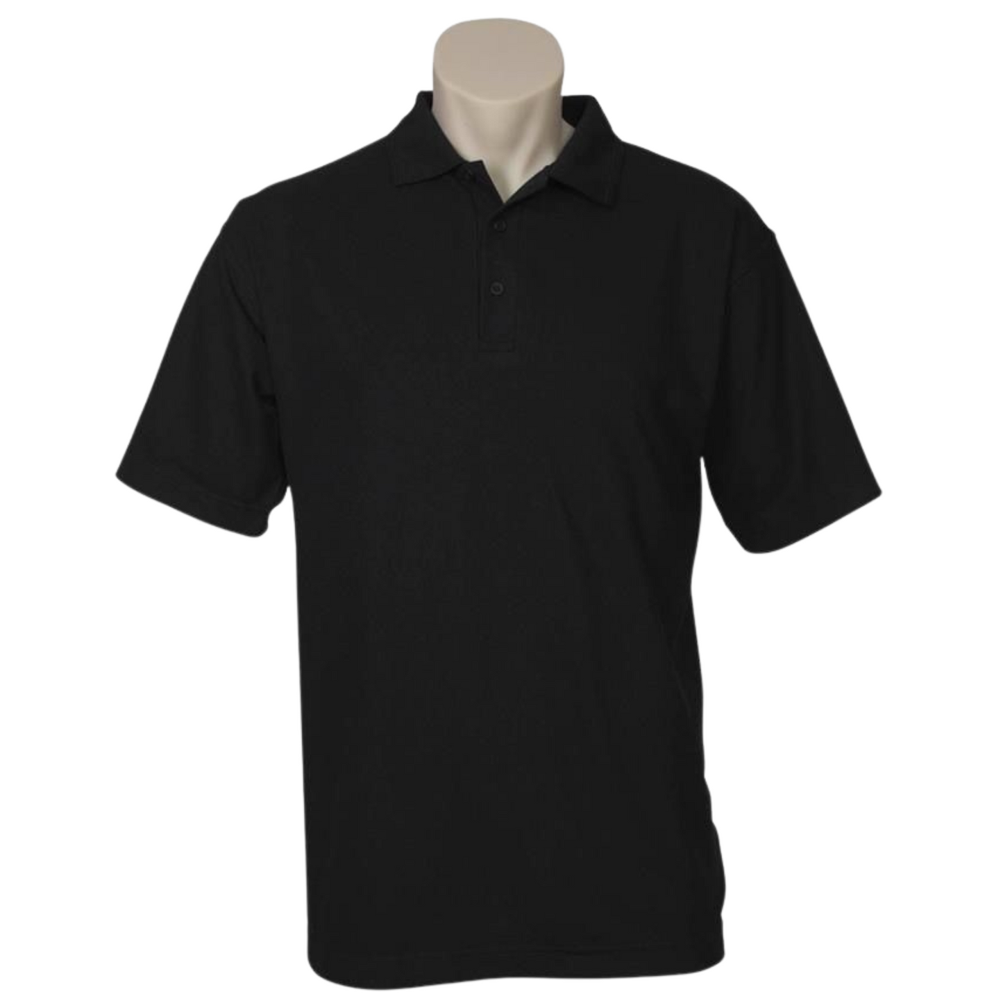 Mens Polo Top Shirt Plain Casual Short Sleeve Pique Knit Basic UPF Rated T-Shirt - Black-1