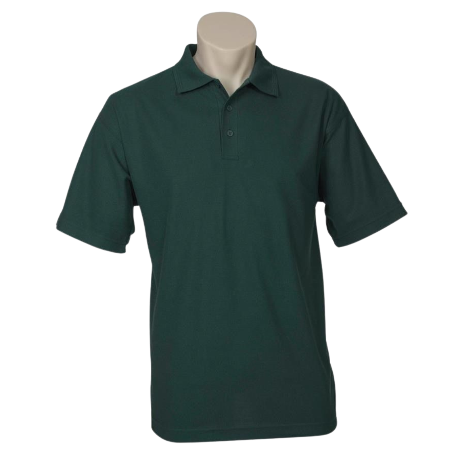 Mens Polo Top Shirt Plain Casual Short Sleeve Pique Knit Basic UPF Rated T-Shirt - Bottle Green - S-0