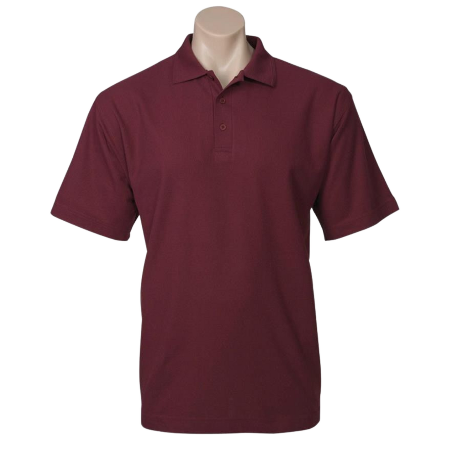 Mens Polo Top Shirt Plain Casual Short Sleeve Pique Knit Basic UPF Rated T-Shirt - Burgundy-1