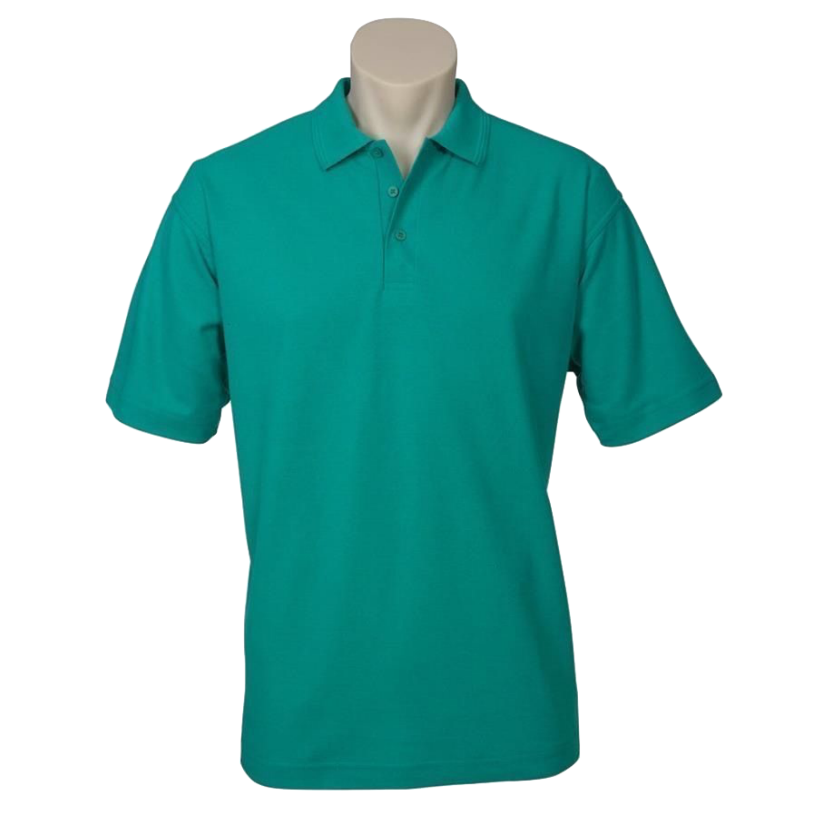 Mens Polo Top Shirt Plain Casual Short Sleeve Knit Basic T-Shirt - Green (Mid Jade)-4