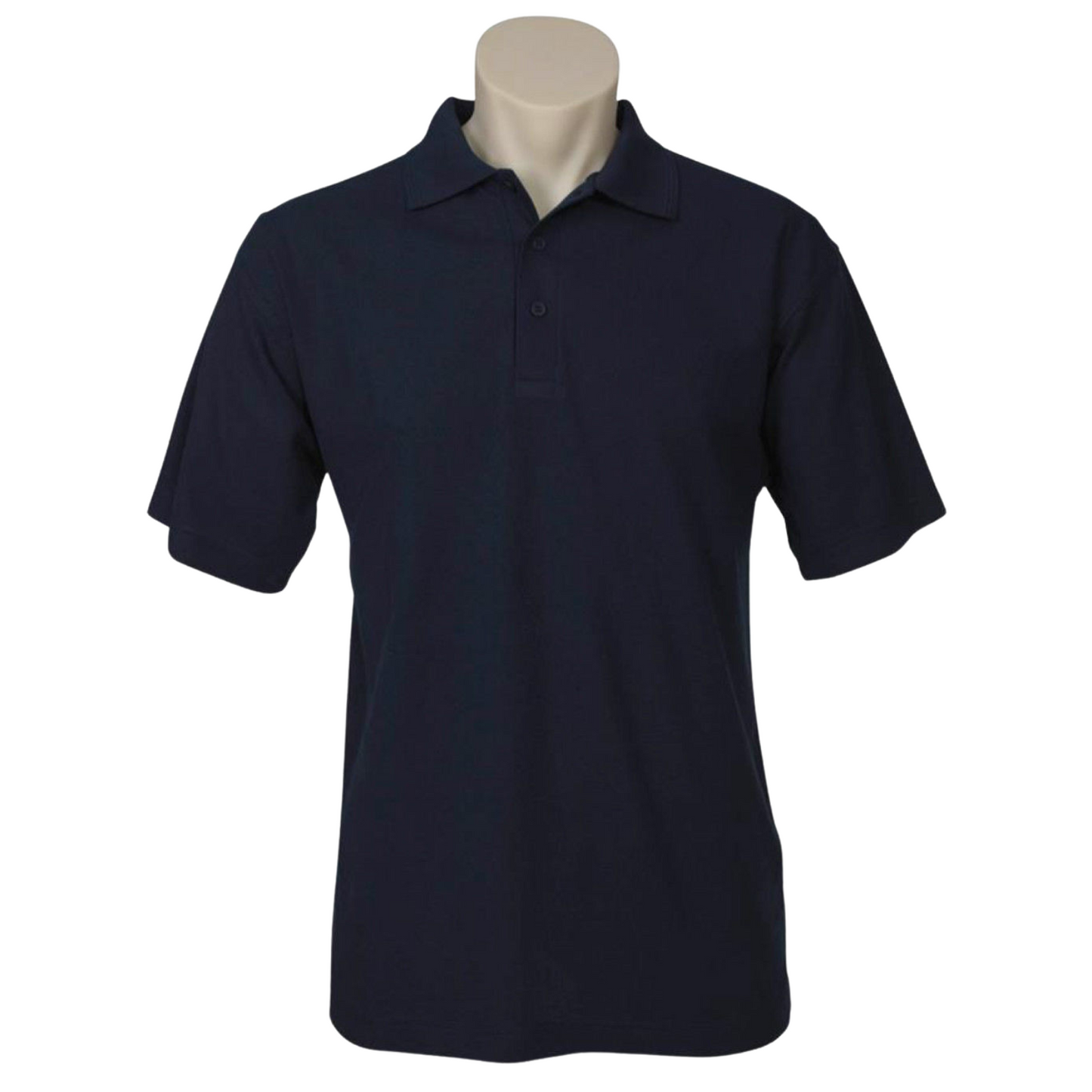 Mens Polo Top Shirt Casual Short Sleeve Pique Knit Basic T-Shirt - Navy Blue - S-4