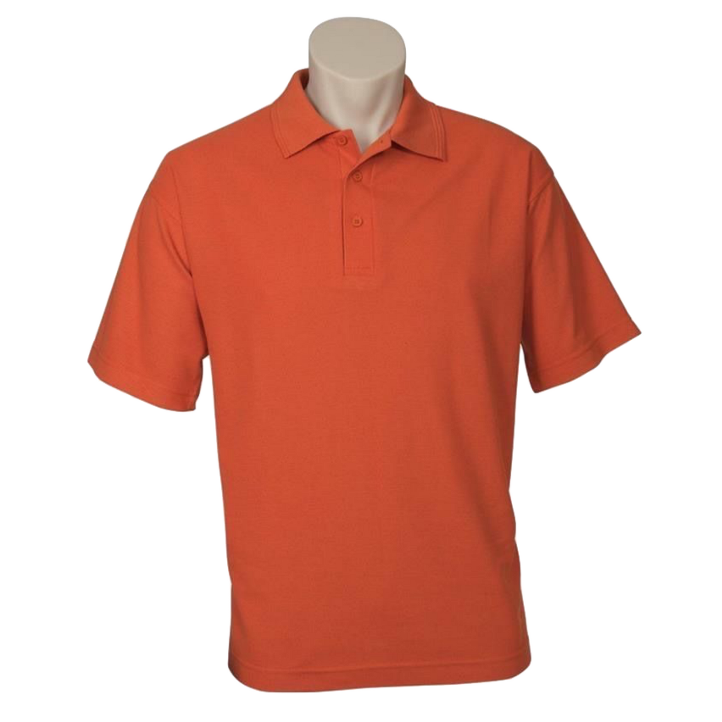 Mens Polo Top Shirt Plain Casual Short Sleeve Pique Knit UPF T-Shirt - Orange-4