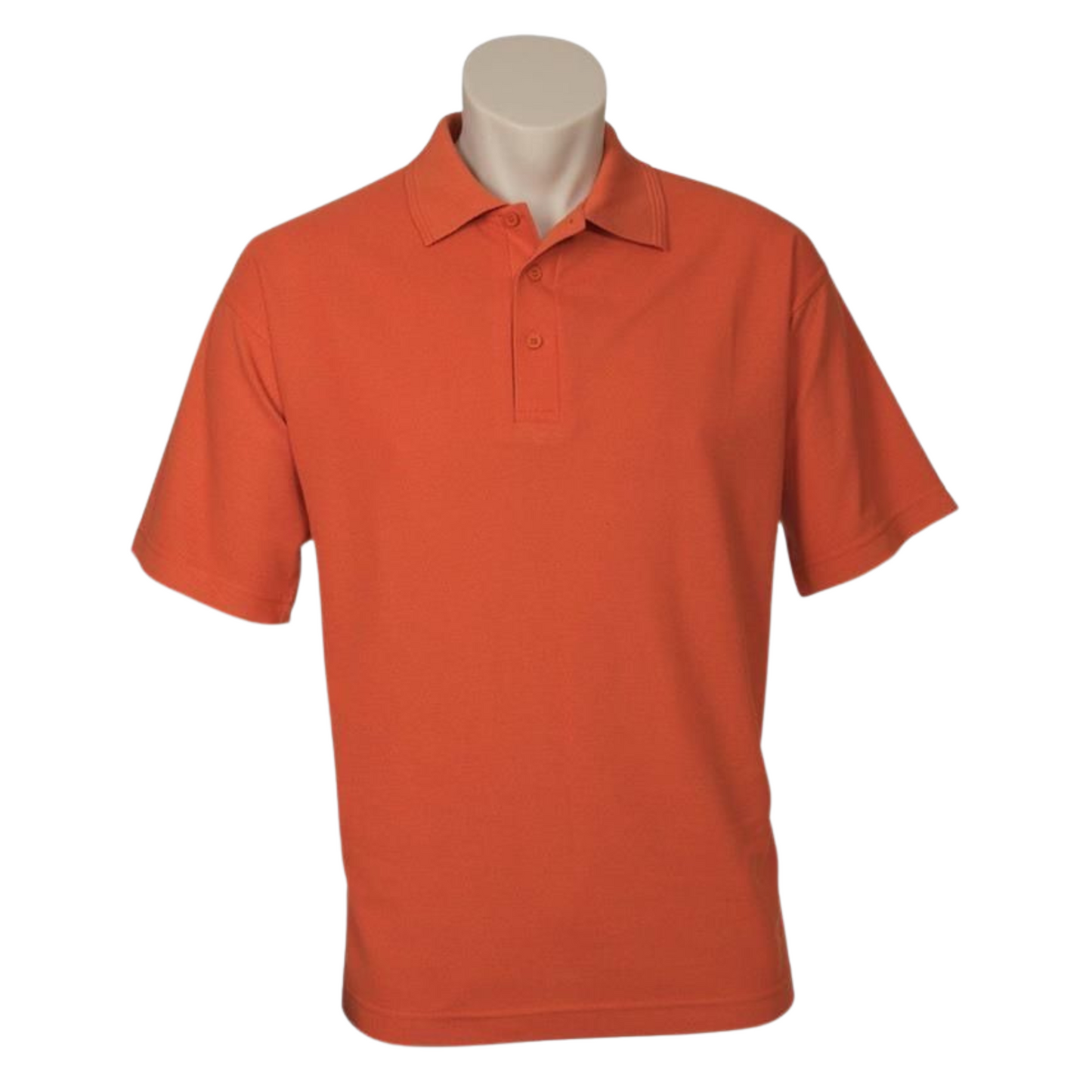 Mens Polo Top Shirt Plain Casual Short Sleeve Pique Knit UPF T-Shirt - Orange-1