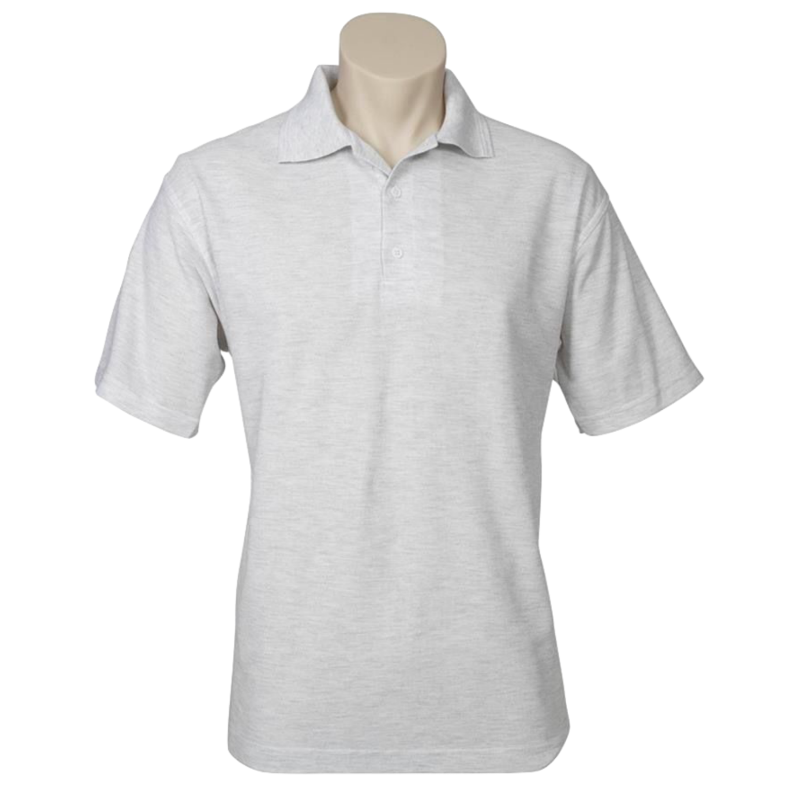 Mens Polo Top Shirt Plain Casual Short Sleeve Pique Knit Basic UPF Rated T-Shirt - Snow Marle (Grey)-3