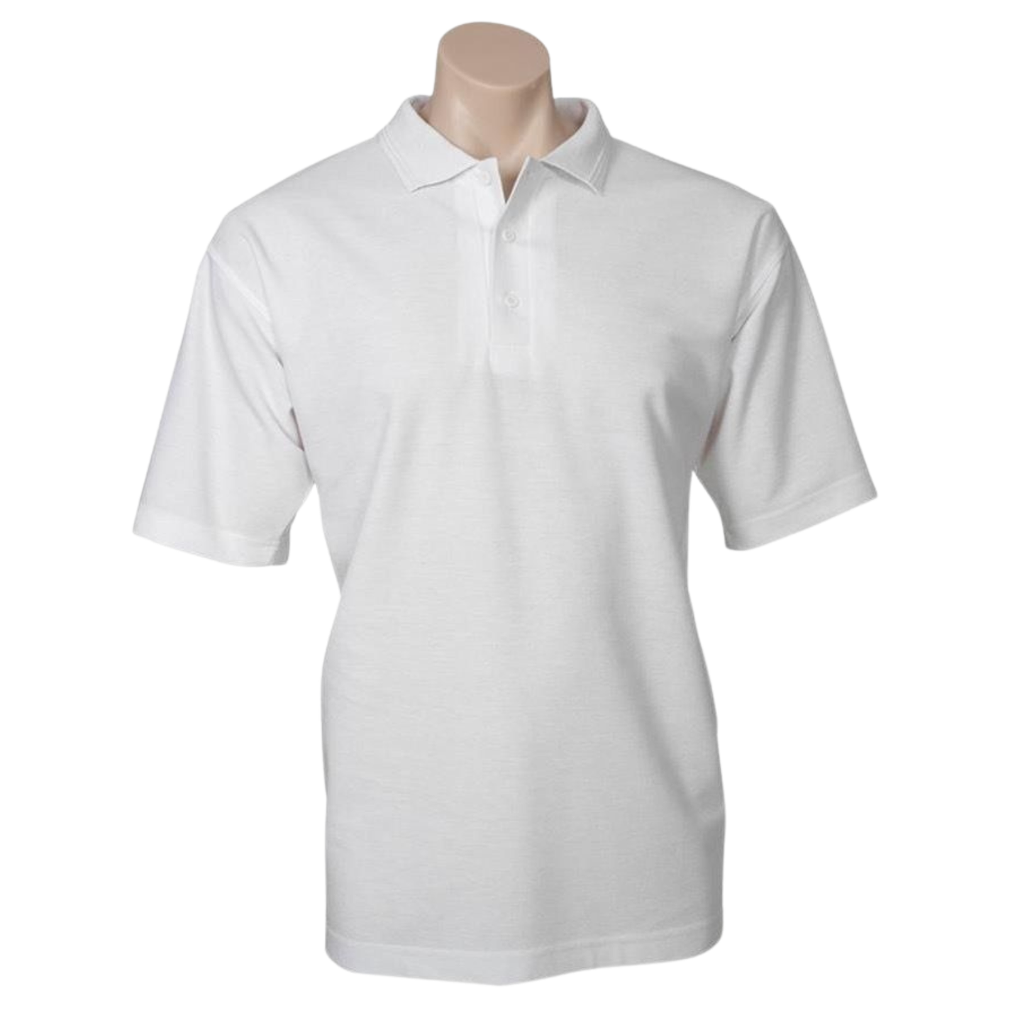 Mens Polo Top Shirt Plain Casual Short Sleeve Pique Knit Basic UPF Rated T-Shirt - White - M-4