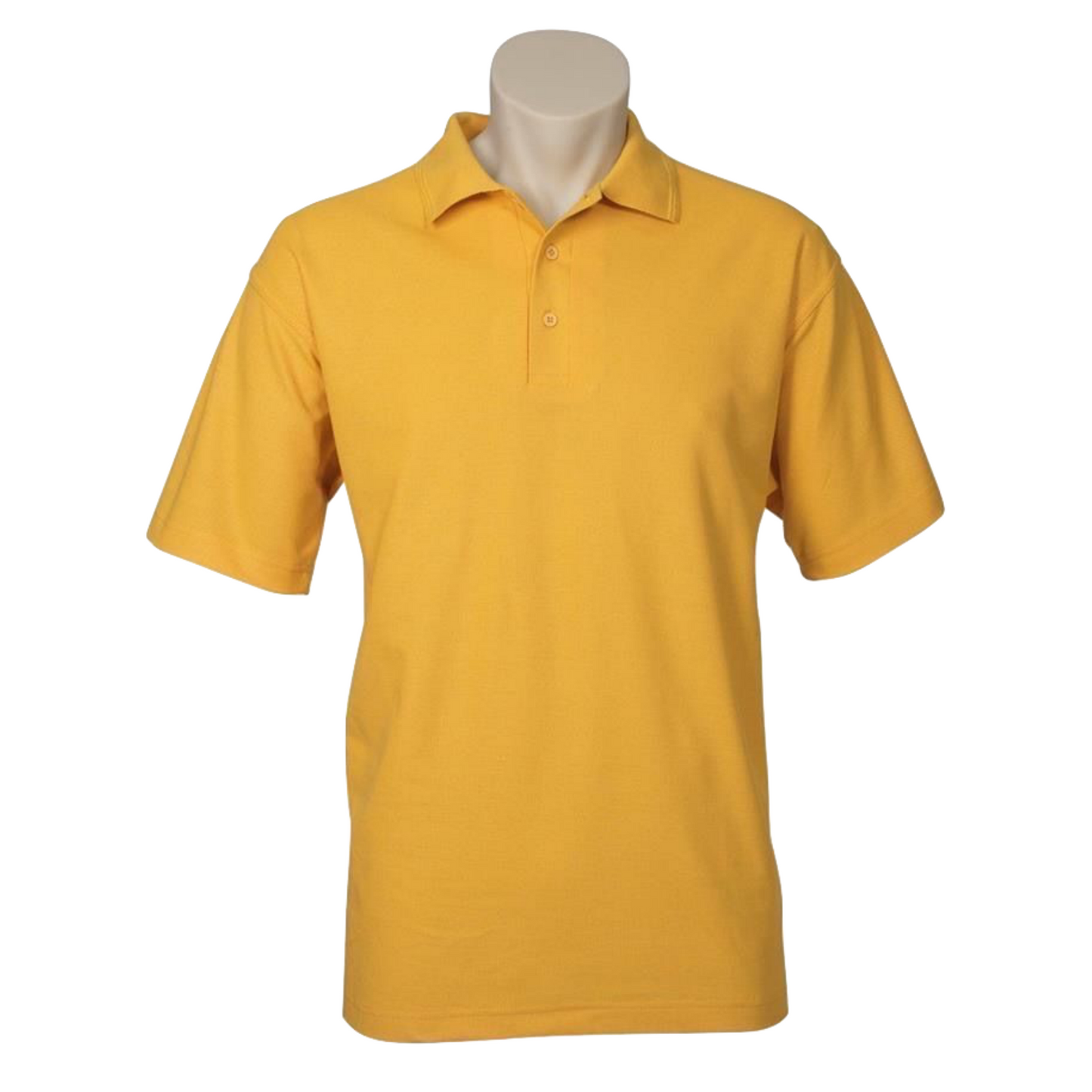 Mens Polo Top Shirt Plain Casual Short Sleeve Knit Basic T-Shirt - Yellow-1