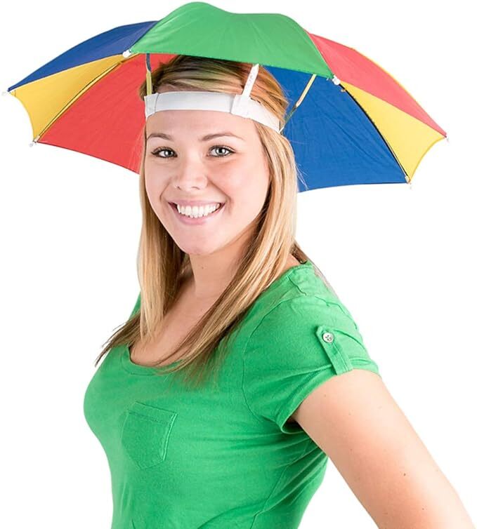 RAINBOW UMBRELLA HAT Rain Novelty Cap Costume Outdoor Camping Beach Fishing-1