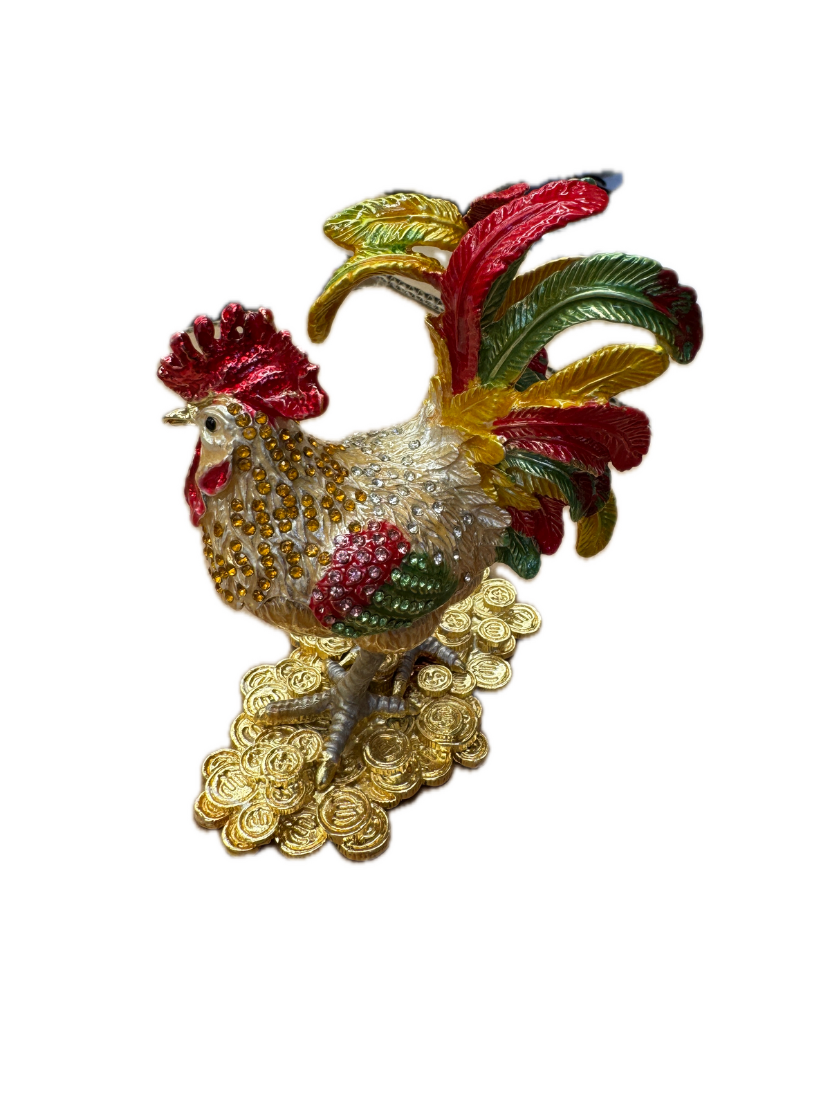 ROOSTER TRINKET JEWELLERY BOX Figurine Home Decor Ornament Chicken Jewelled-2