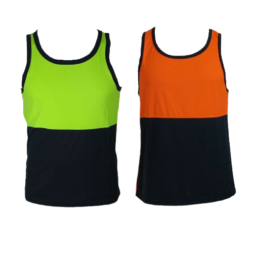 Hi Vis SINGLET Work Wear Safety Tank Top Fluro Micro Mesh UPF50+ High Visibility-0