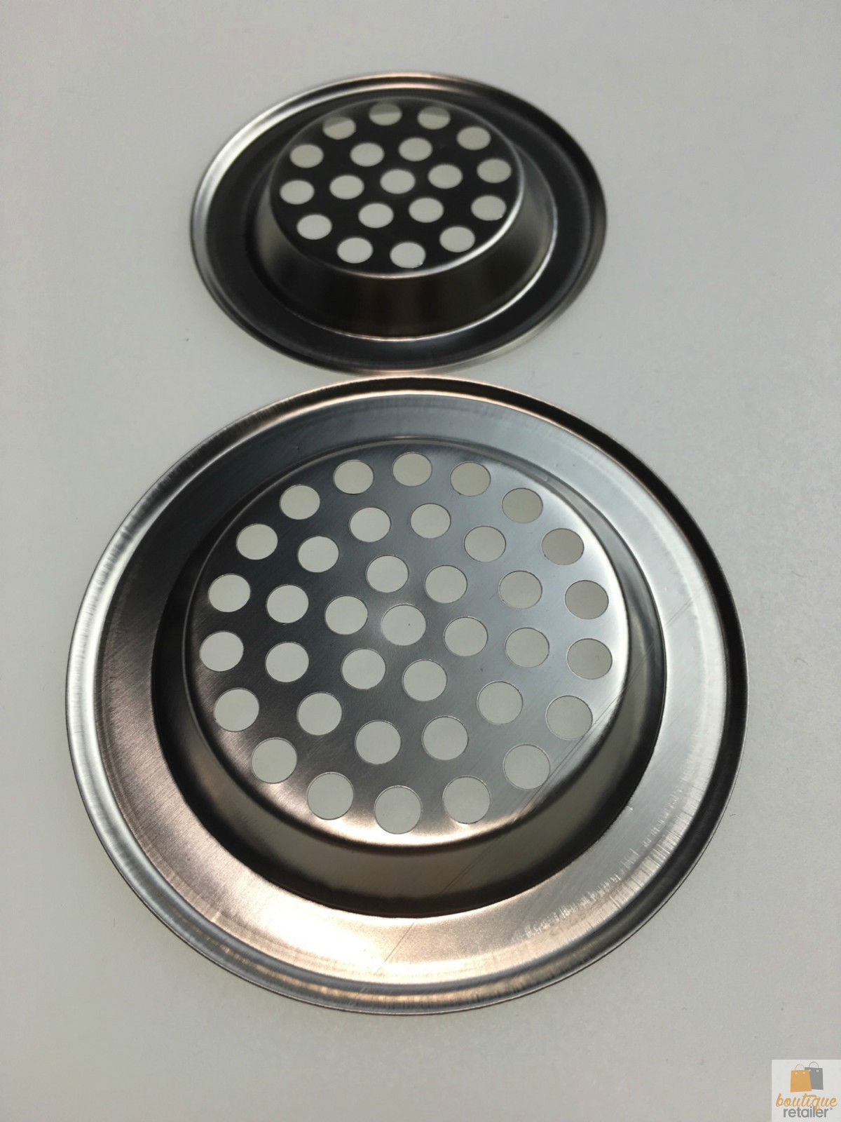 2x Stainless Steel KITCHEN SINK STRAINERS Laundry Bathroom Bath Drain 75mm 60mm