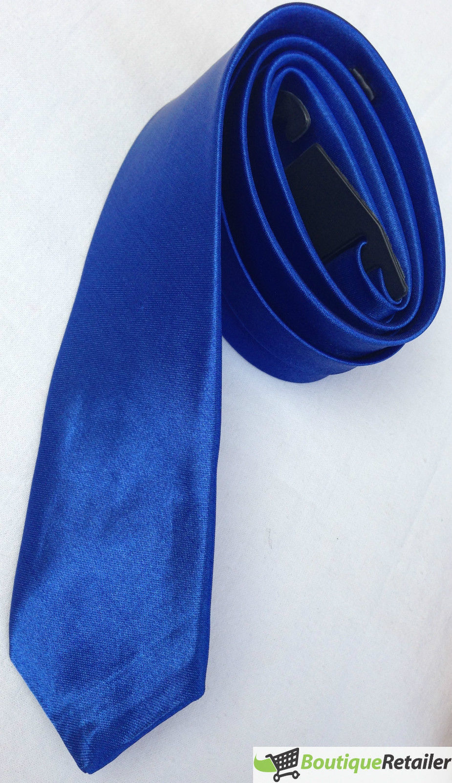 Mens Skinny Tie Slim Plain Polyester Necktie Formal Wedding Party - Blue