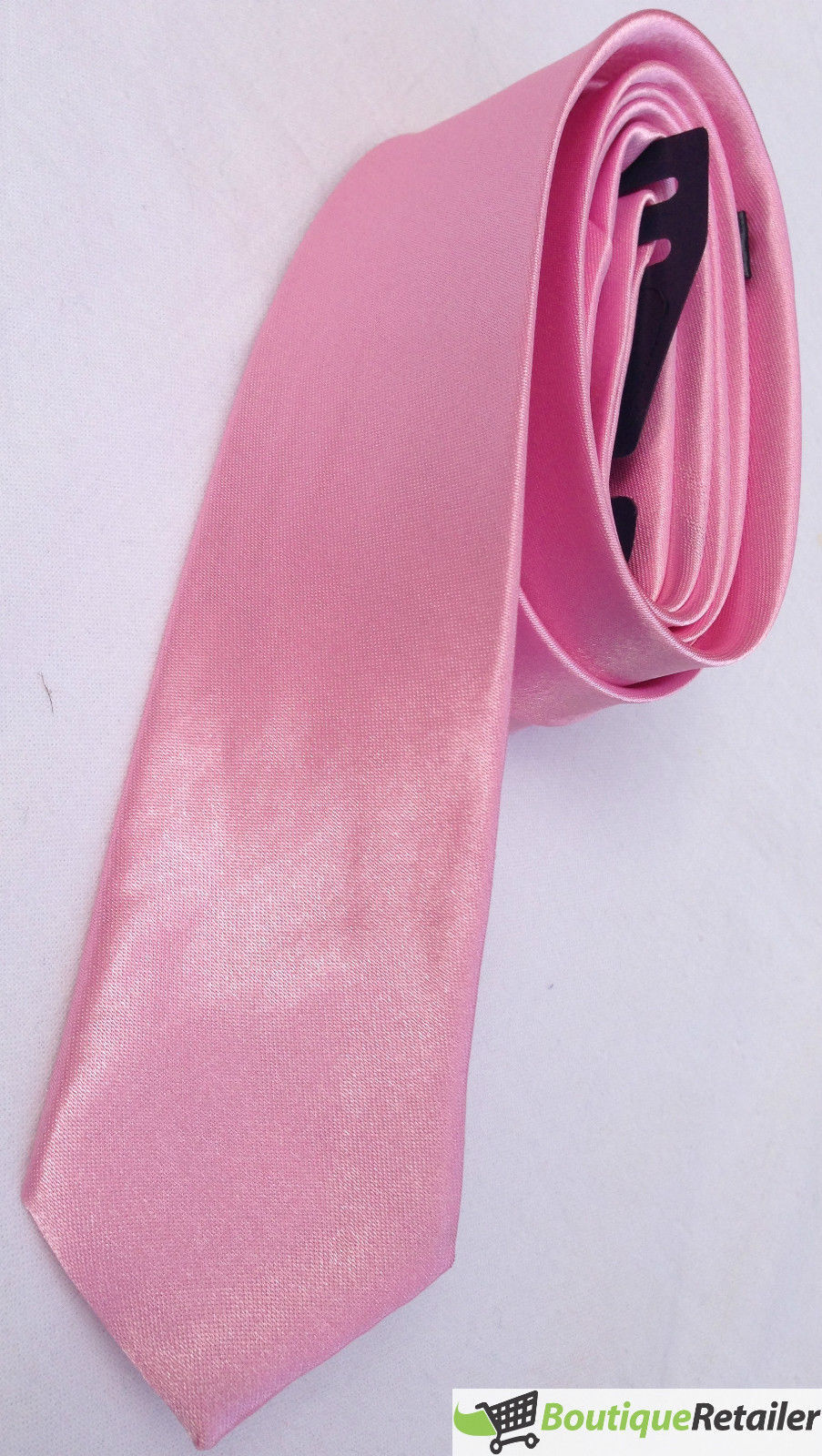 Mens Skinny Tie Slim Plain Polyester Necktie Formal Wedding Party - Light Pink