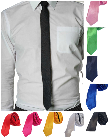 Mens SKINNY TIE Plain Wedding Slim Necktie Formal Casual Narrow Party-0