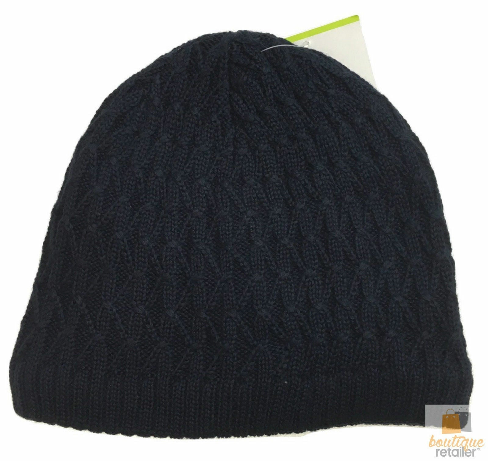 Wool Insulated Patterned Beanie Ski Thermal Insulation Hat Knit Wool - Navy-0