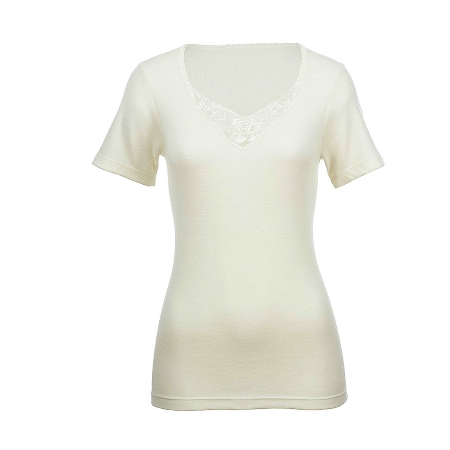 100% Pure Merino Wool Womens Short Sleeve Thermal Top Woolmark Thermals Fleece-11