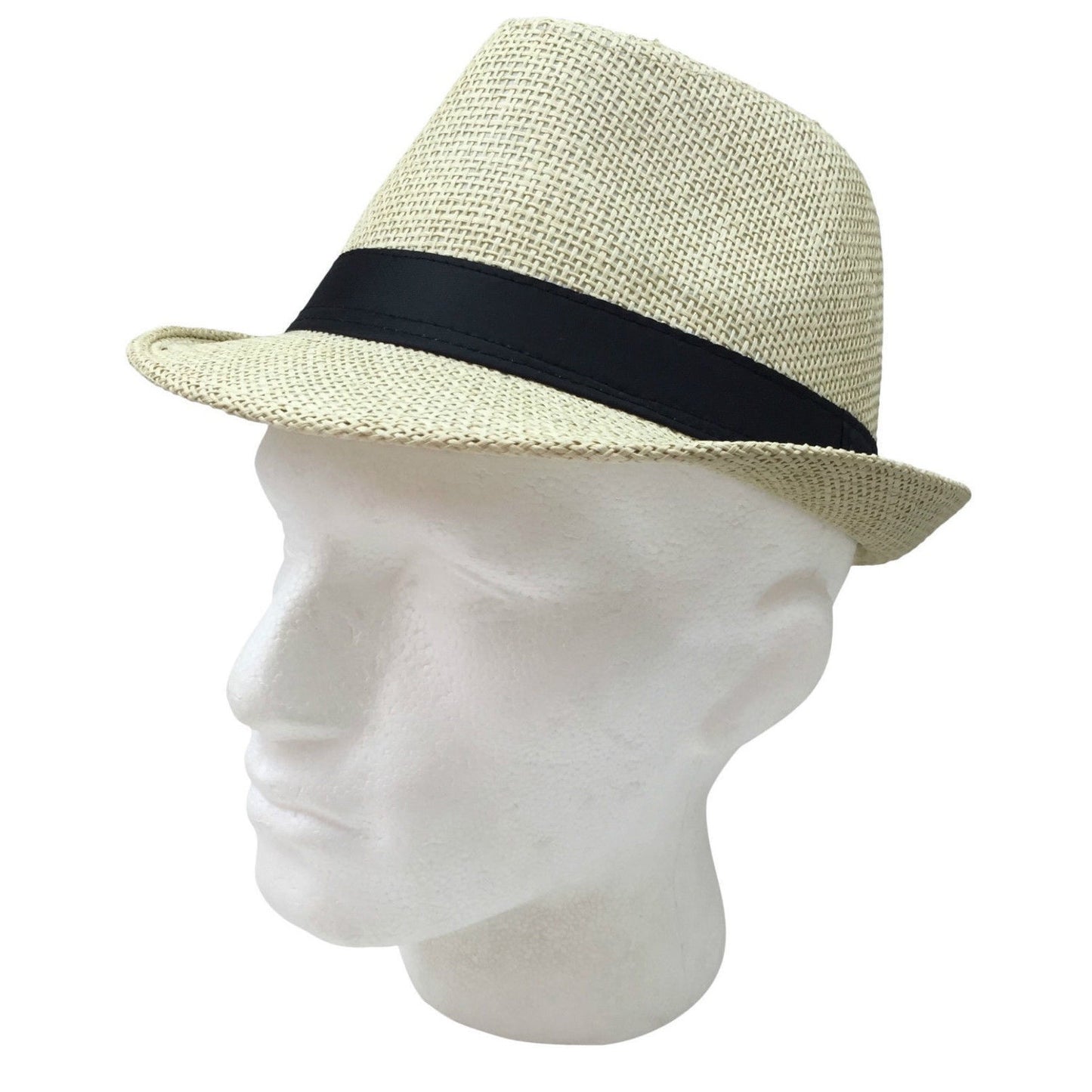 TRILBY HAT Fedora 100% Paper Straw Plain Party Costume Detective Gangster Cap-1