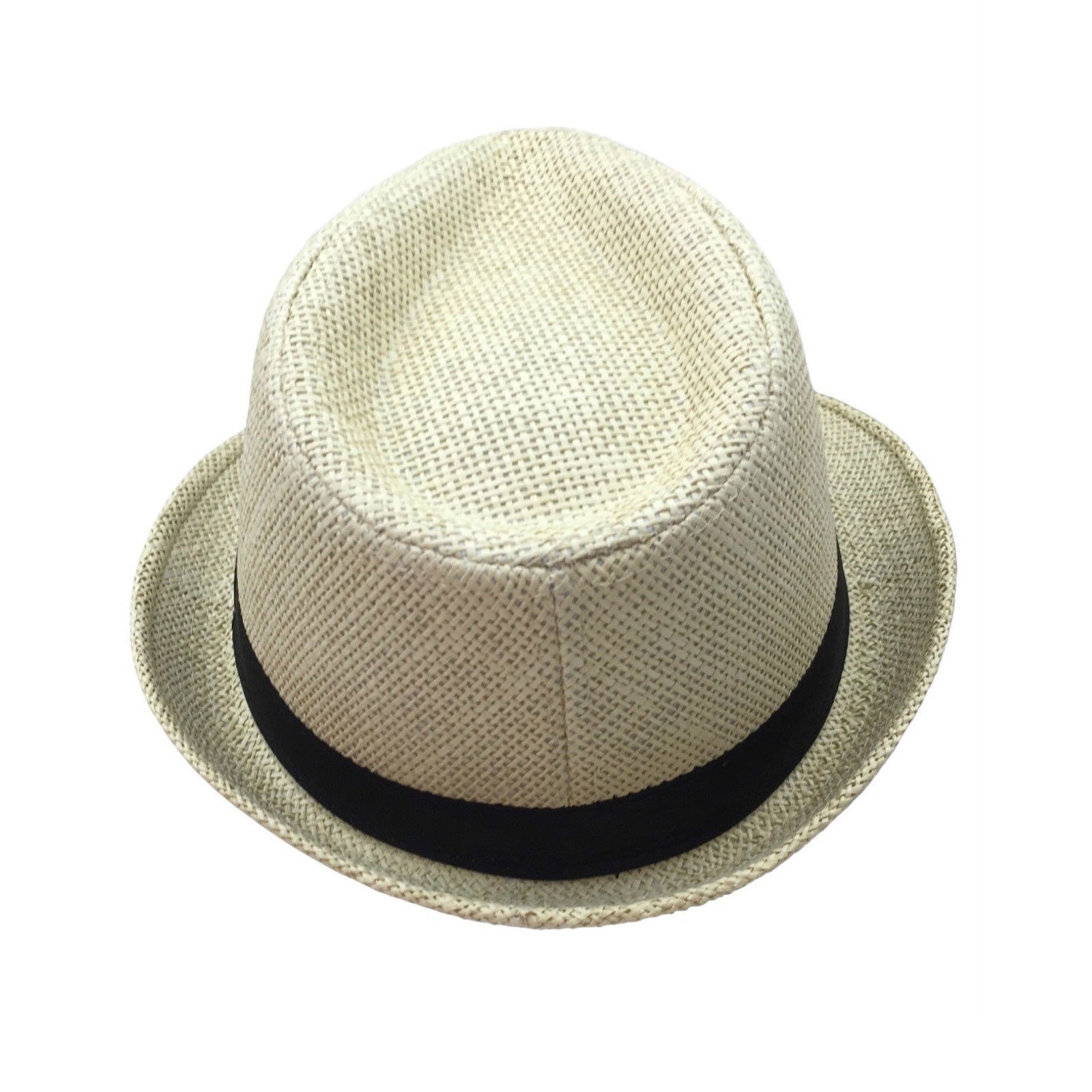TRILBY HAT Fedora 100% Paper Straw Plain Party Costume Detective Gangster Cap-2