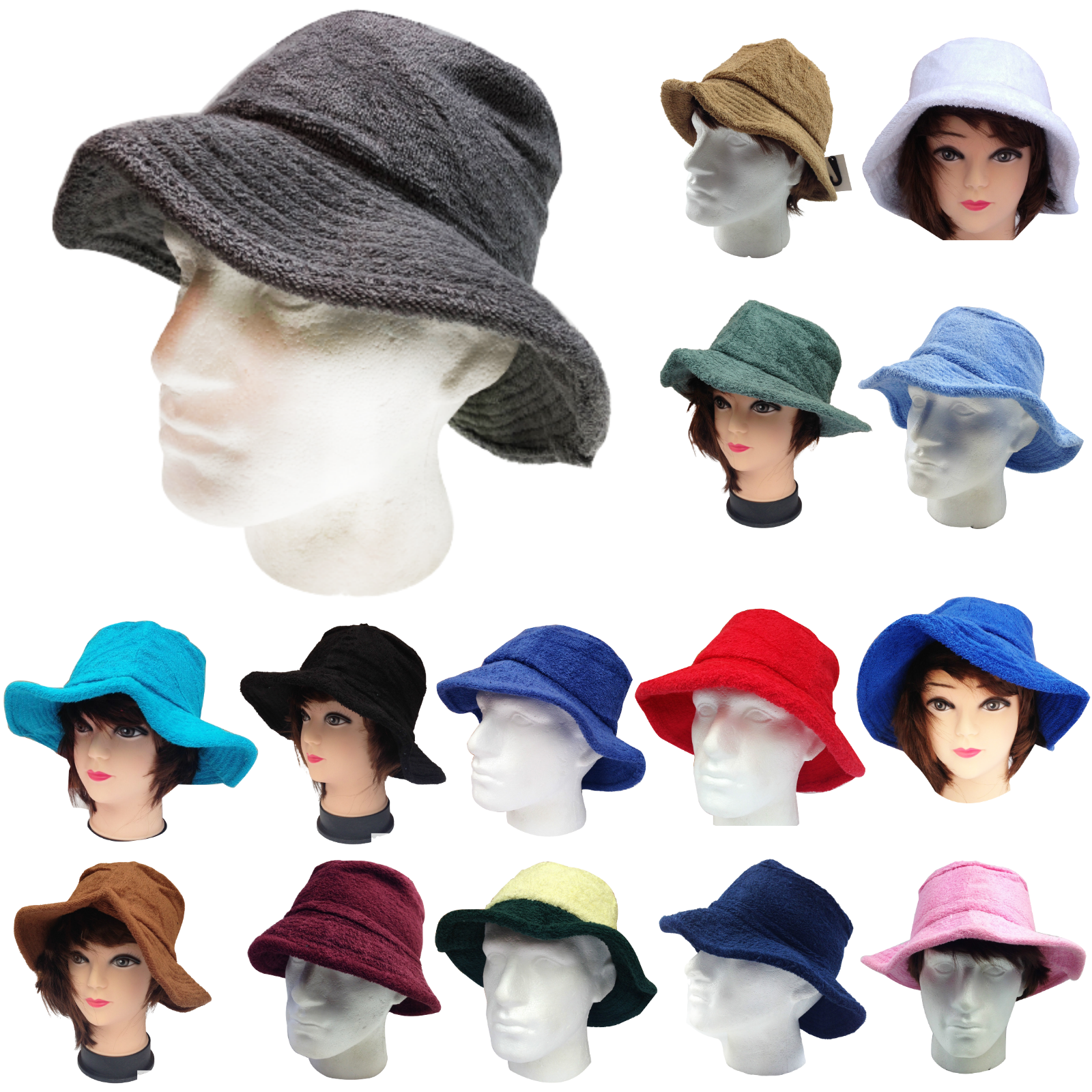 Terry Towelling BUCKET HAT Daggy Fishing Camping Lad Cap Retro  100% COTTON-1