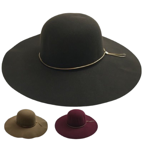 Wide Brim Felt Hat Floppy Vintage Fedora Bowler Cloche Ladies Fashion Cap-0