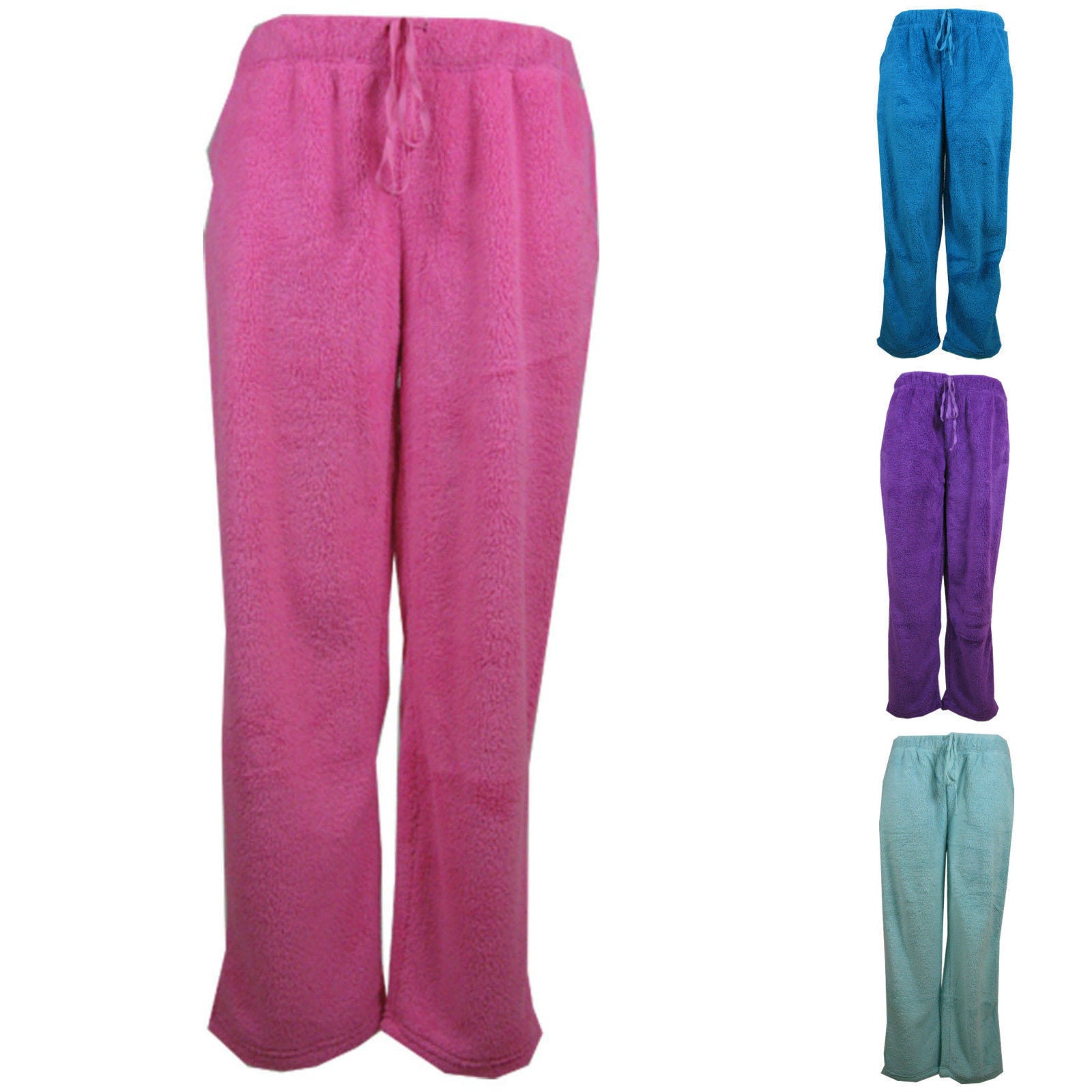 Womens TRACK PANTS Coral Fleece Fur Ultra Comfy Pyjamas Pajama Sleepwear Bottoms-0