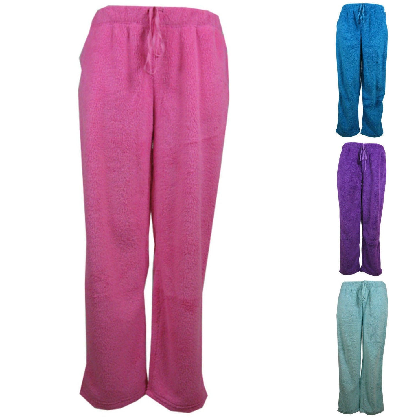 Womens TRACK PANTS Coral Fleece Fur Ultra Comfy Pyjamas Pajama Sleepwear Bottoms-1
