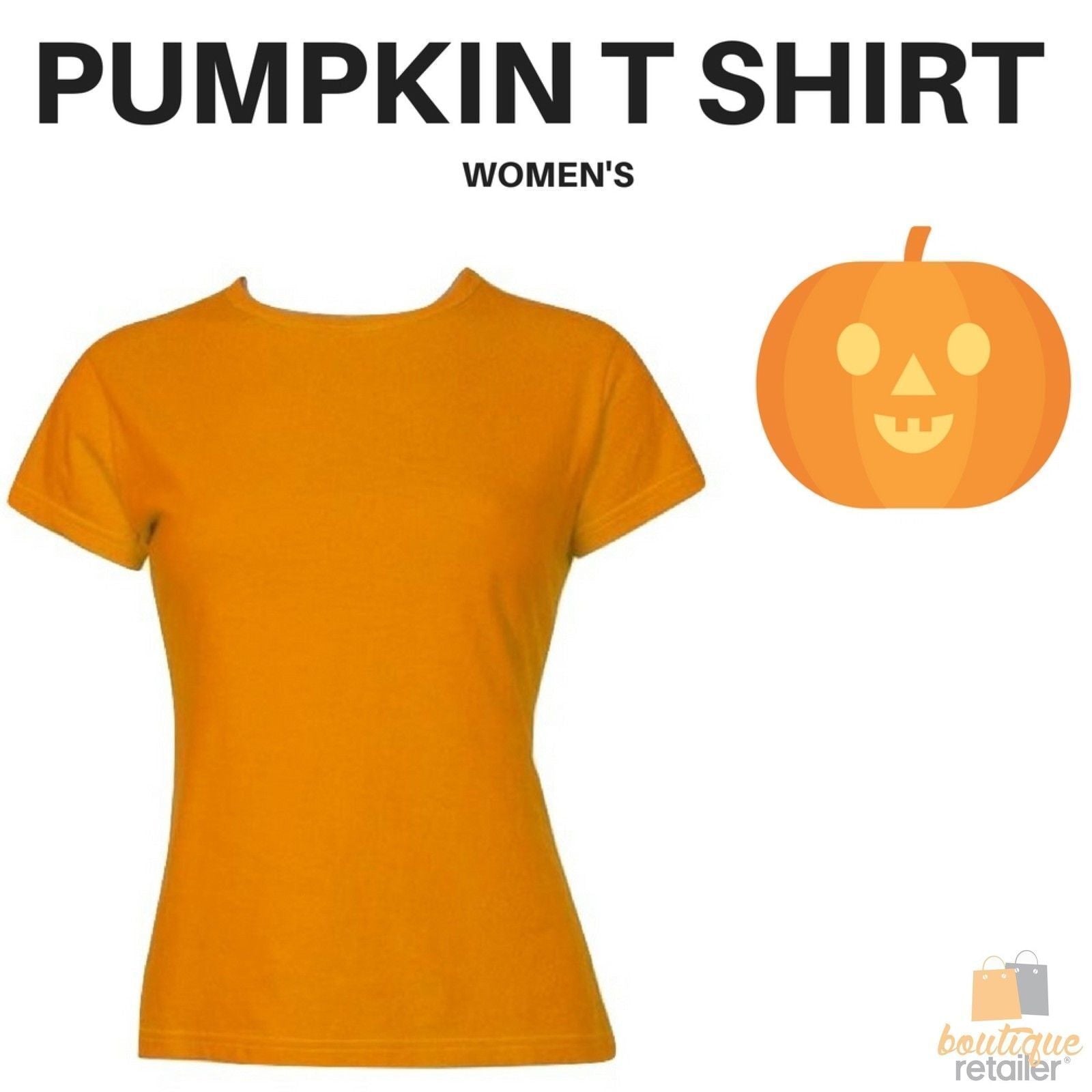 Womens HALLOWEEN T Shirt 100% COTTON Blank Tee Costume Ladies Party - Pumpkin Colour-1