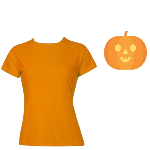 Womens HALLOWEEN T Shirt 100% COTTON Blank Tee Costume Ladies Party - Pumpkin Colour-0