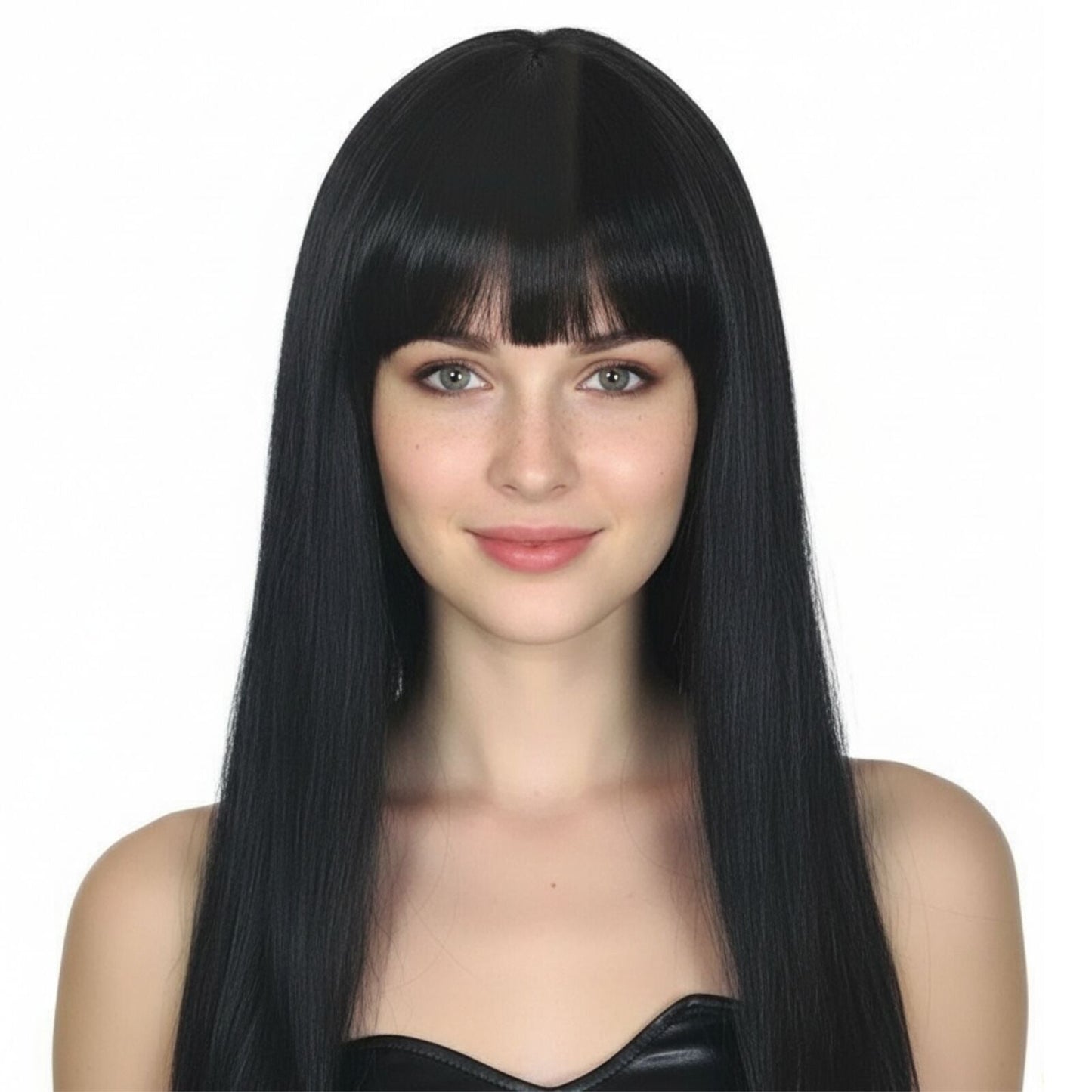 LONG WIG Straight Party Hair Costume Fringe Cosplay Fancy Dress 70cm Womens - Black (22450)