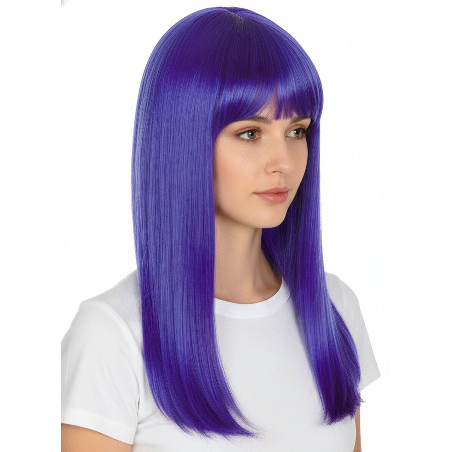 LONG WIG Straight Party Hair Costume Fringe Cosplay Fancy Dress 70cm Womens - Blue (22458)
