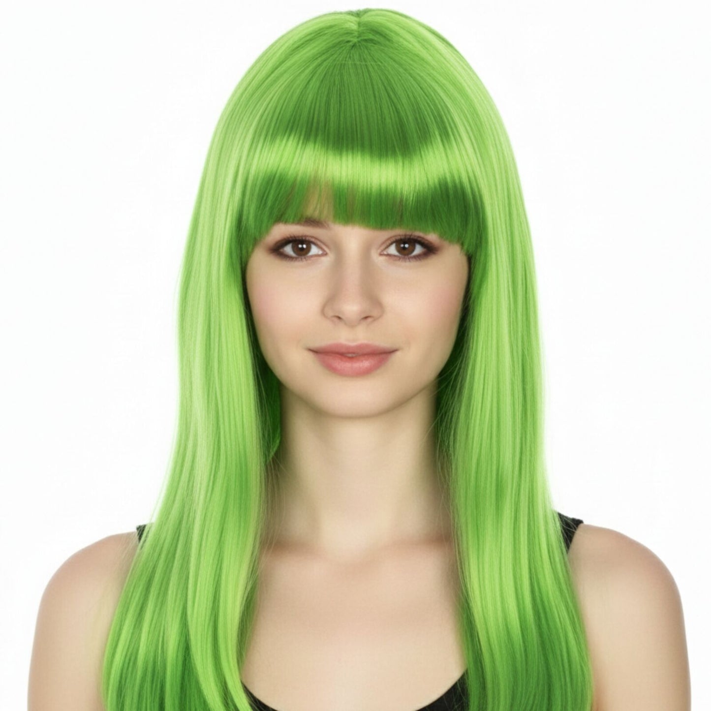 LONG WIG Straight Party Hair Costume Fringe Cosplay Fancy Dress 70cm Womens - Green (22460)
