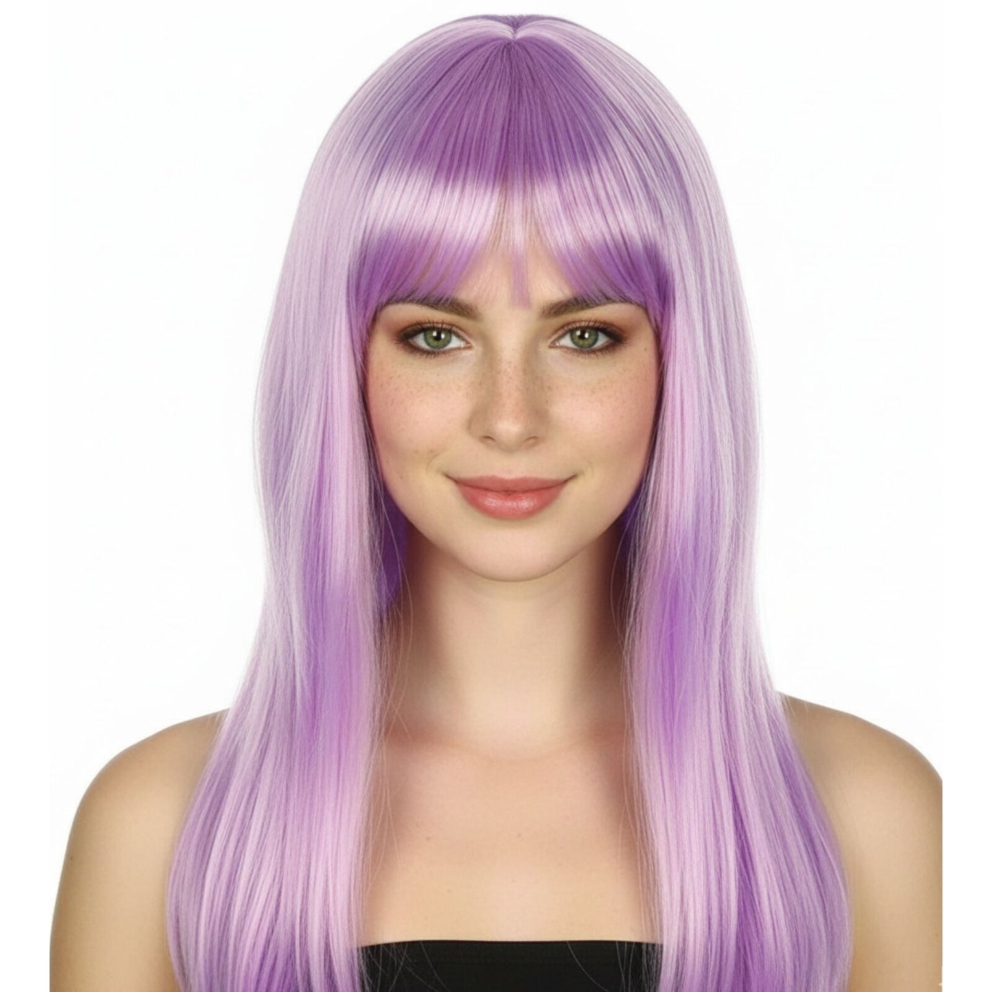 LONG WIG Straight Party Hair Costume Fringe Cosplay Fancy Dress 70cm Womens - Light Purple (22457)