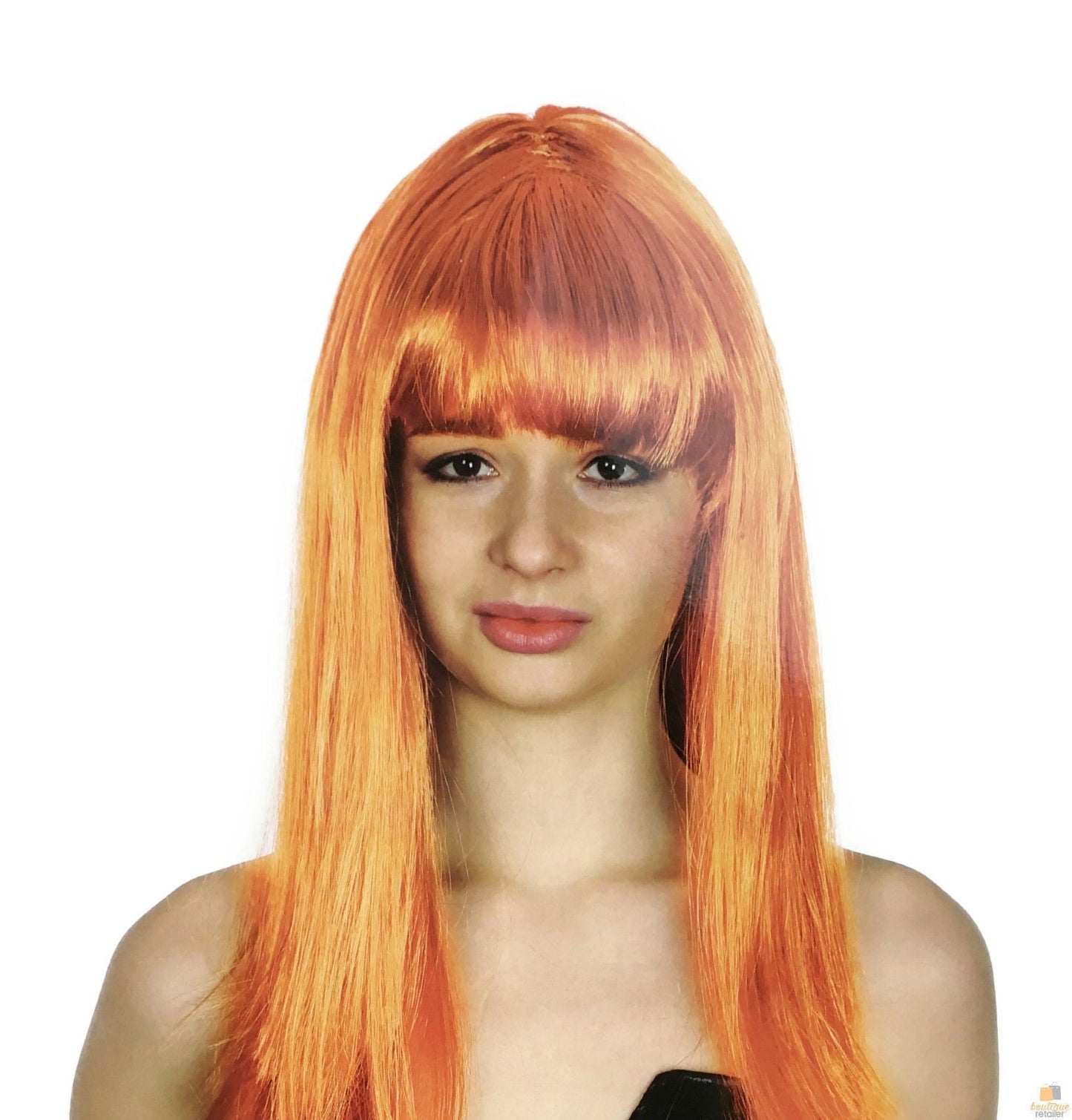 LONG WIG Straight Party Hair Costume Fringe Cosplay Fancy Dress 70cm Womens - Orange (22462)-0