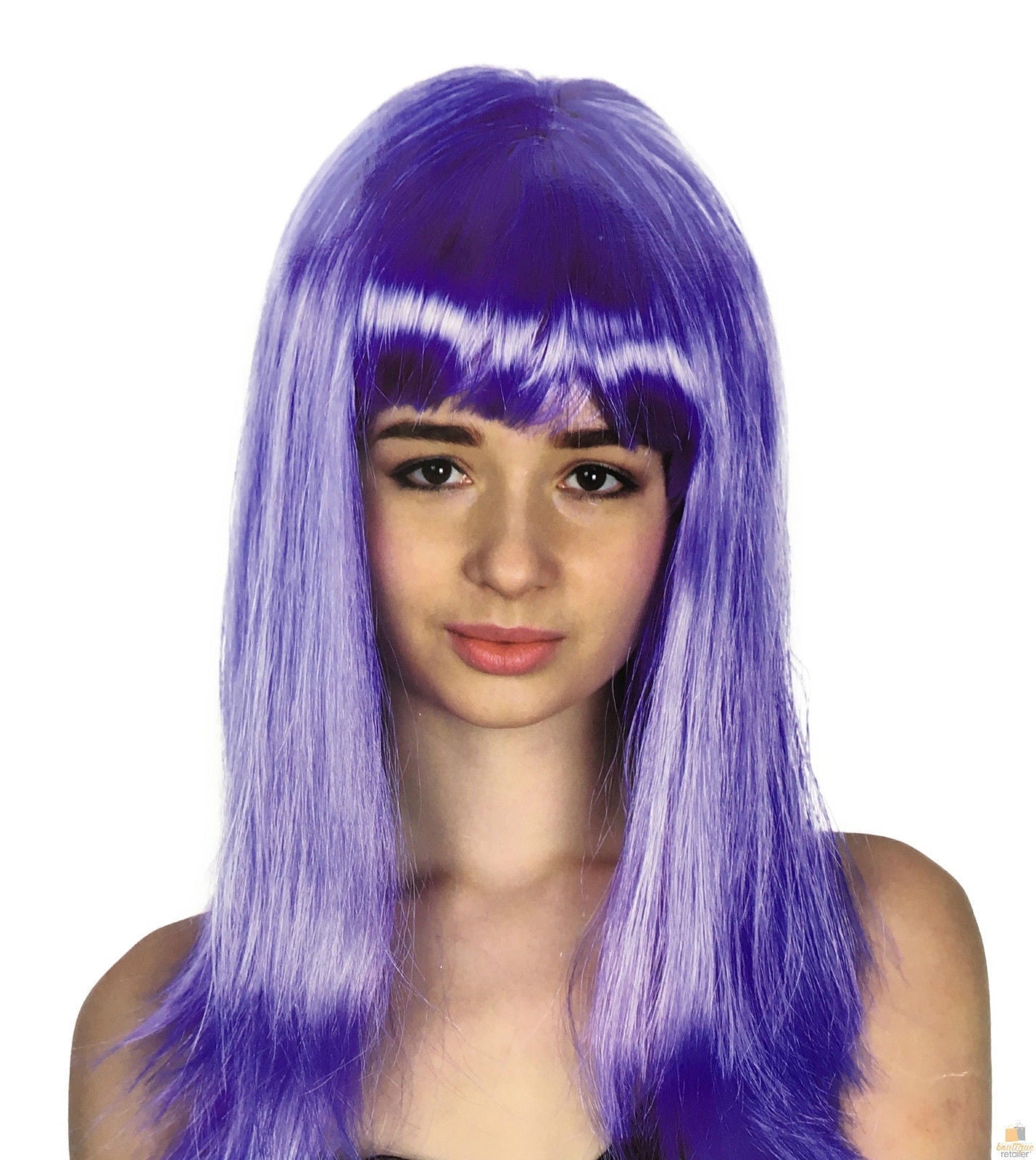 LONG WIG Straight Party Hair Costume Fringe Cosplay Fancy Dress 70cm Womens - Purple (22456)-0