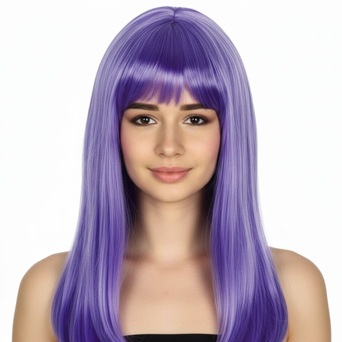 LONG WIG Straight Party Hair Costume Fringe Cosplay Fancy Dress 70cm Womens - Purple (22456)