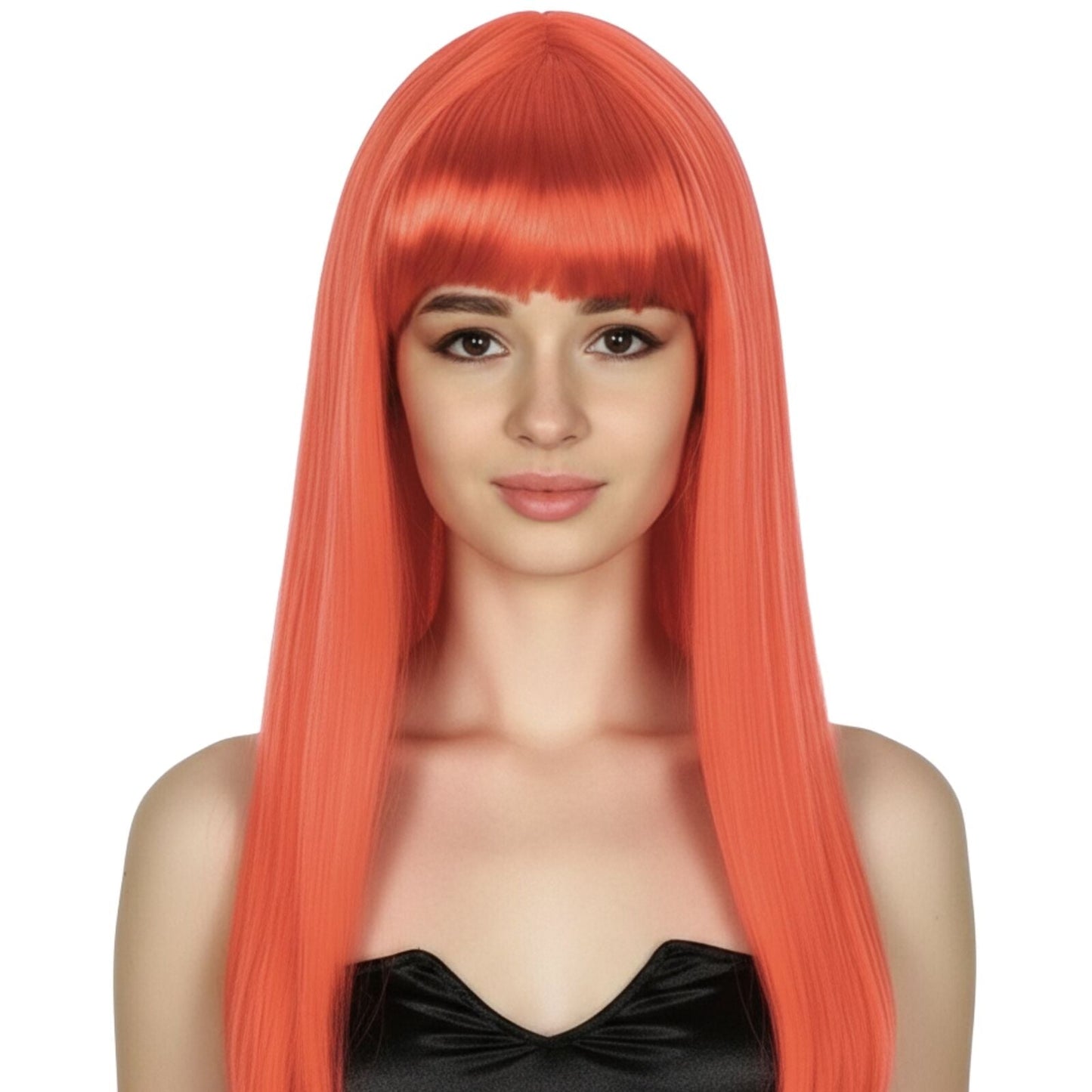 LONG WIG Straight Party Hair Costume Fringe Cosplay Fancy Dress 70cm Womens - Red (22452)